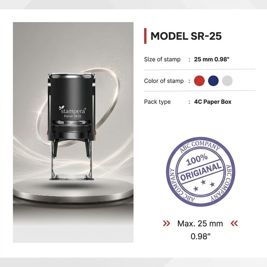 Stampera Model SR-25 Self-Inking Rubber Stamp (25mm / 0.98")