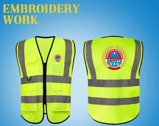 Safety Jacket With DTF / Embroidery PRINTING