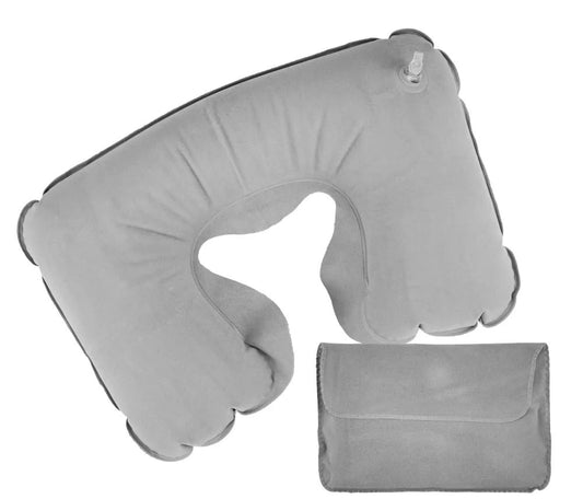 Inflatable Neck Pillow with Pouch – Grey ( “Your Brand • Your Print • Your Style.” ) All printing available