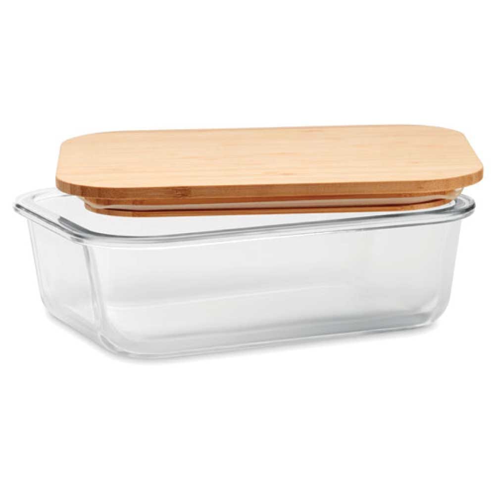 Glass Lunch Box with Bamboo Lid ( “Your Brand • Your Print • Your Style.” ) All printing available