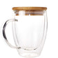 Double Wall Clear Glass Mug with Bamboo Lid ( “Your Brand • Your Print • Your Style.” ) All printing available