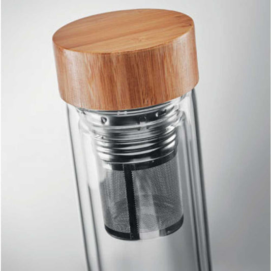 Glass and Bamboo Flask ( “Your Brand • Your Print • Your Style.” ) All printing available