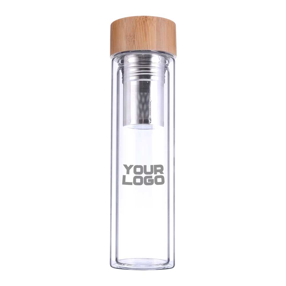 Glass and Bamboo Flask ( “Your Brand • Your Print • Your Style.” ) All printing available