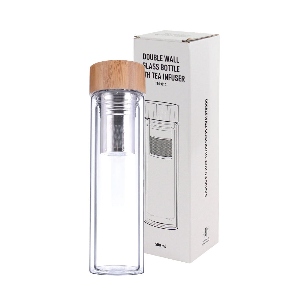 Glass and Bamboo Flask ( “Your Brand • Your Print • Your Style.” ) All printing available