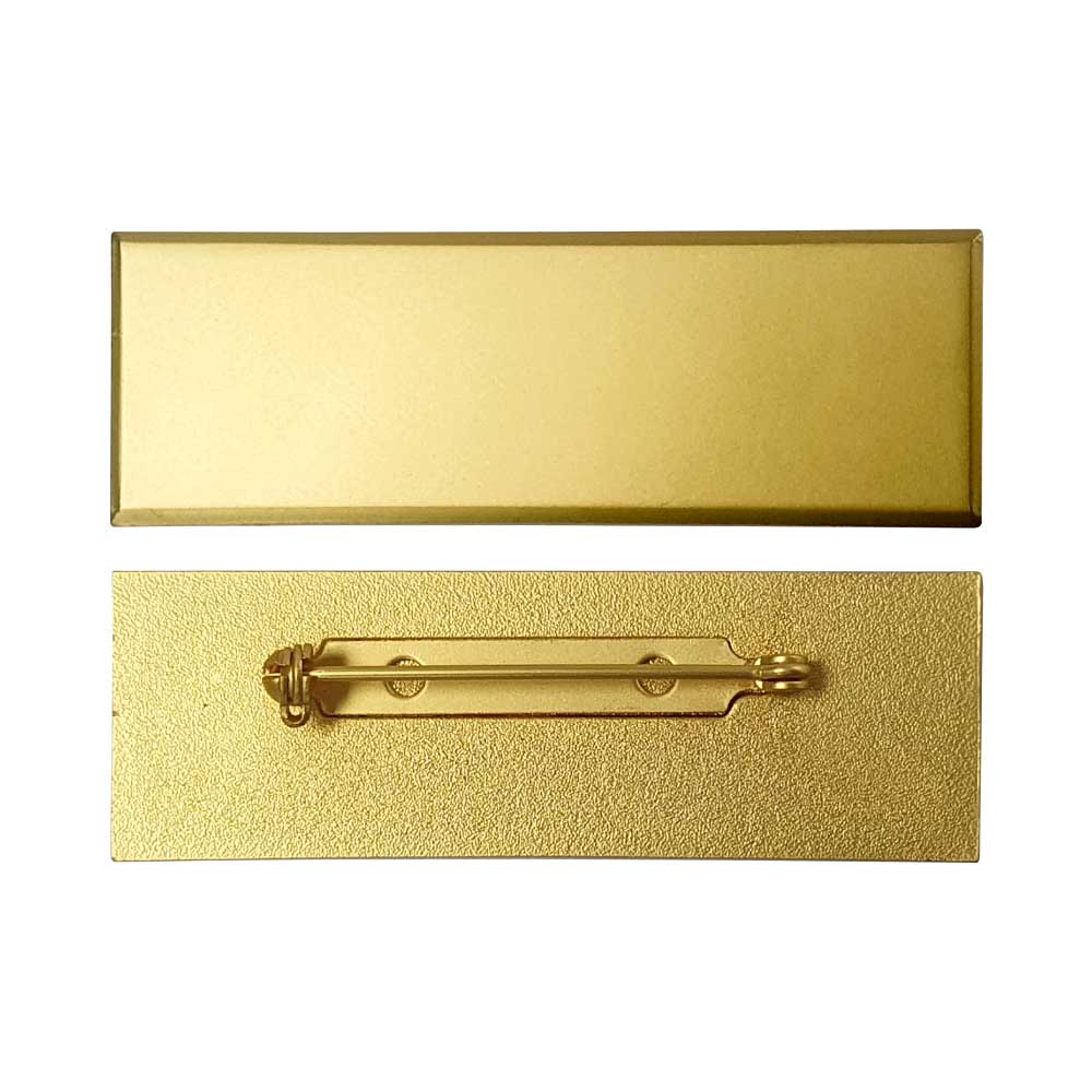 Gold Brass Name Badges with Safety Pin ( “Your Brand • Your Print • Your Style.” ) All printing available