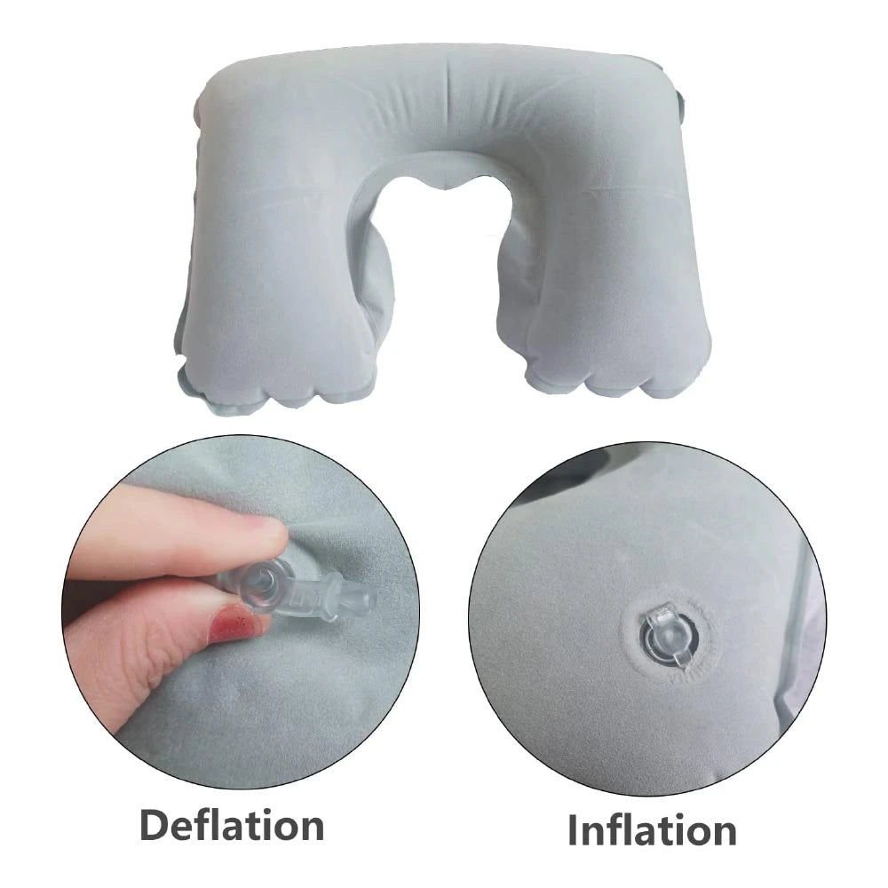 Inflatable Neck Pillow with Pouch – Grey ( “Your Brand • Your Print • Your Style.” ) All printing available