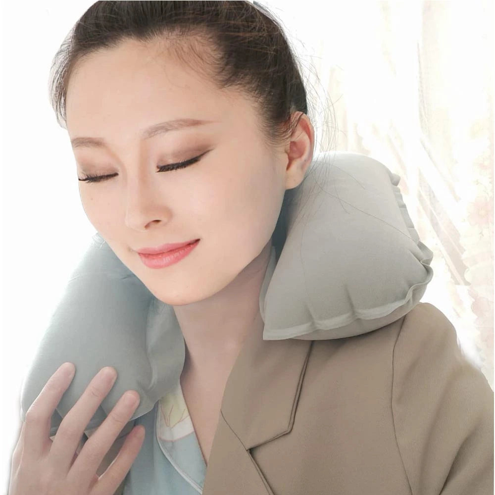 Inflatable Neck Pillow with Pouch – Grey ( “Your Brand • Your Print • Your Style.” ) All printing available