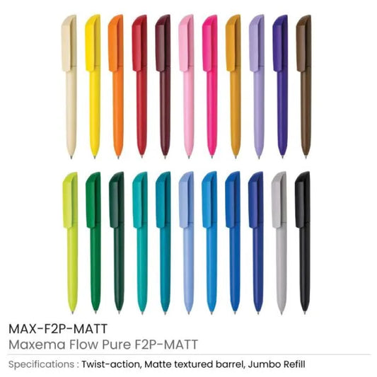 Maxema Flow Pure Pens ( “Your Brand • Your Print • Your Style.” ) All printing available