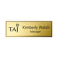 Gold Brass Name Badges with Safety Pin ( “Your Brand • Your Print • Your Style.” ) All printing available