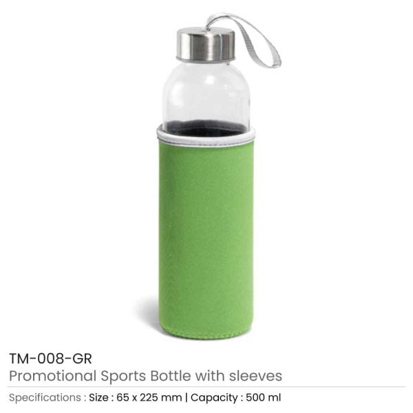 Promotional Glass Bottles with Sleeve 500 ml ( “Your Brand • Your Print • Your Style.” ) All printing available