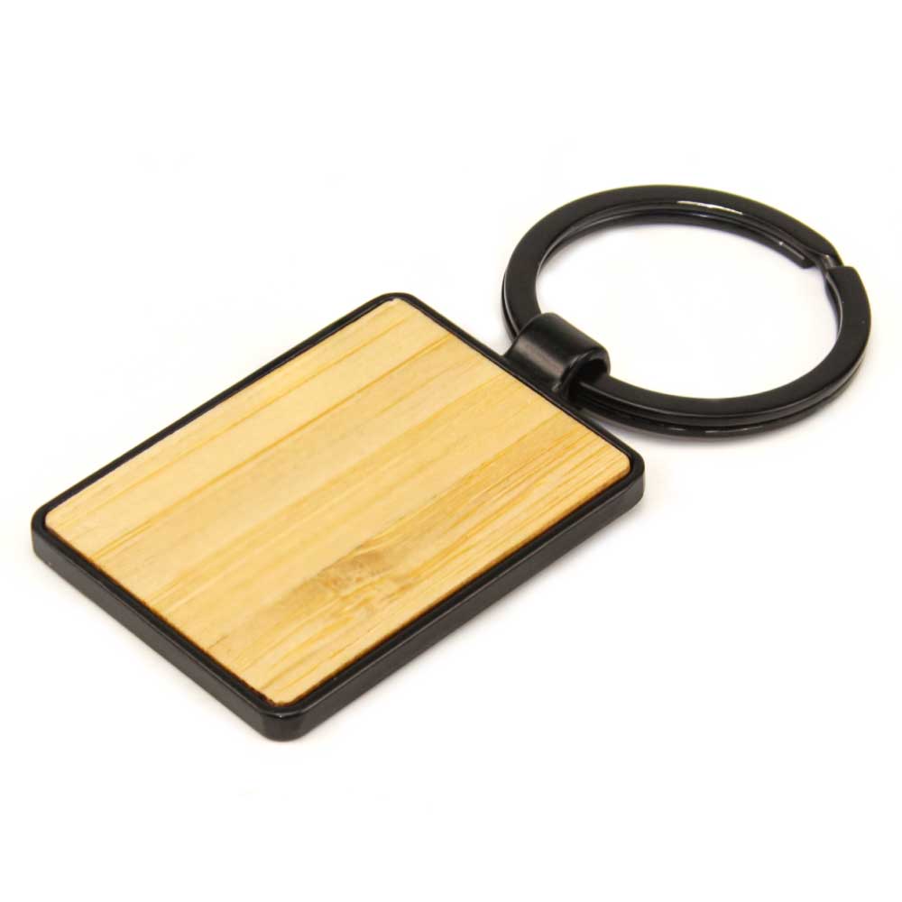 Metal Keychains with Bamboo ( “Your Brand • Your Print • Your Style.” ) All printing available