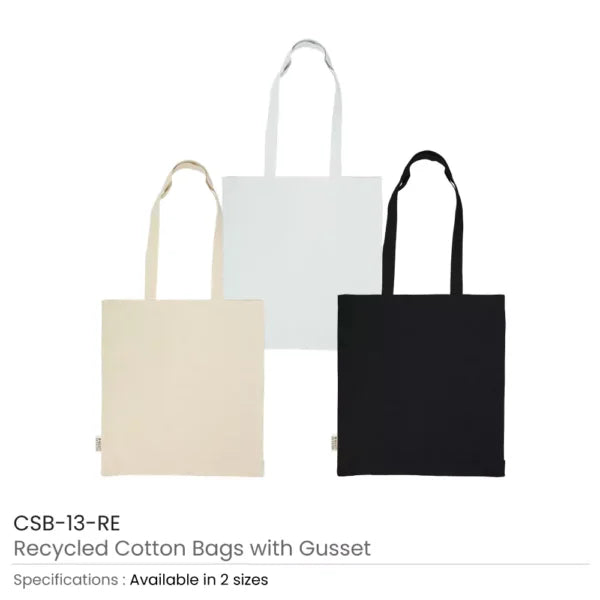 Recycled Cotton Tote Bags with Gusset 8 Oz ( “Your Brand • Your Print • Your Style.” ) All printing available