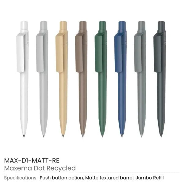 Recycled Pens Maxema Dot ( “Your Brand • Your Print • Your Style.” ) All printing available