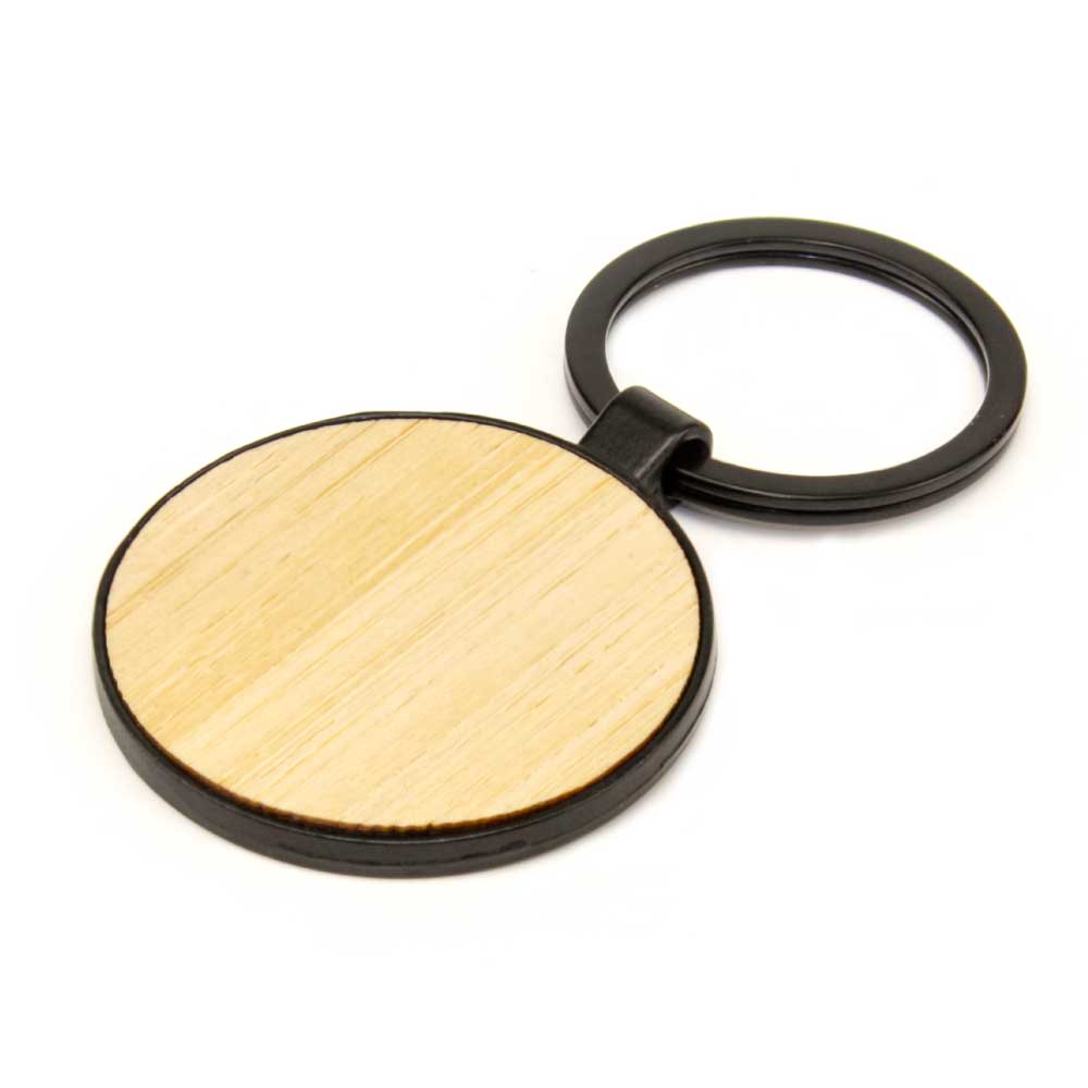 Metal Keychain with Bamboo ( “Your Brand • Your Print • Your Style.” ) All printing available