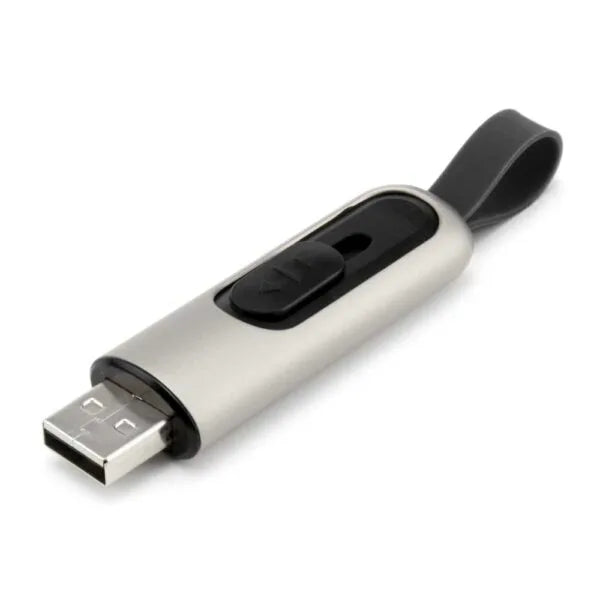 Slide Button USB 16GB with Strap ( “Your Brand • Your Print • Your Style.” ) All printing available