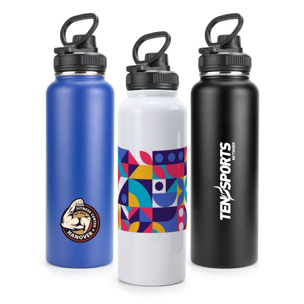 Double Wall Stainless Steel Bottles with Carry Handle ( “Your Brand • Your Print • Your Style.” ) All printing available