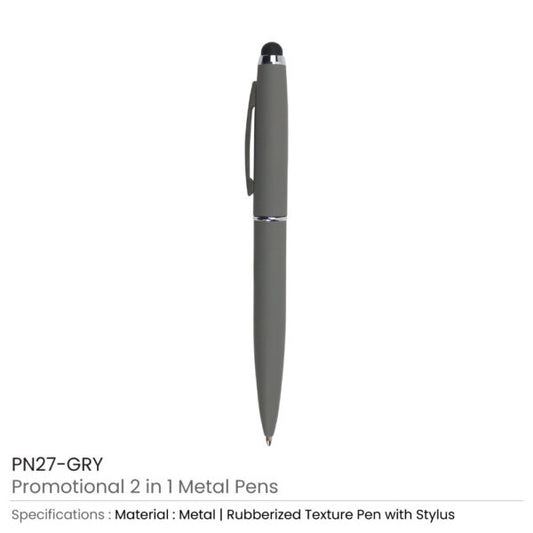 Stylus Metal Pens Rubberized & Twist-action ( “Your Brand • Your Print • Your Style.” ) All printing available