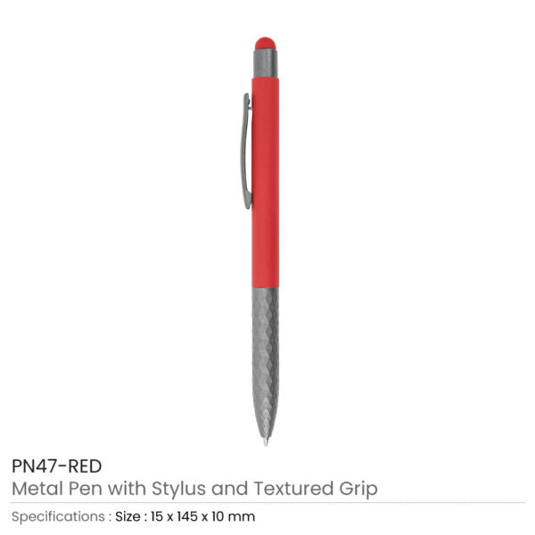 Stylus Metal Pens with Textured Grip ( “Your Brand • Your Print • Your Style.” ) All printing available