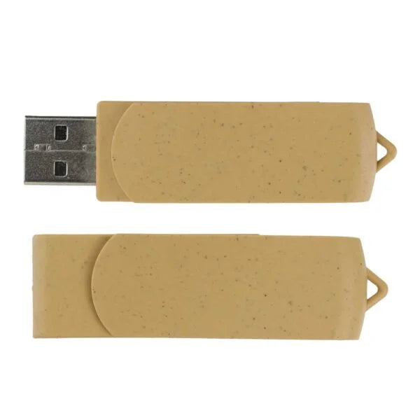 Wheat Straw Swivel USB Flash Drives, 4GB to 32GB ( “Your Brand • Your Print • Your Style.” ) All printing available