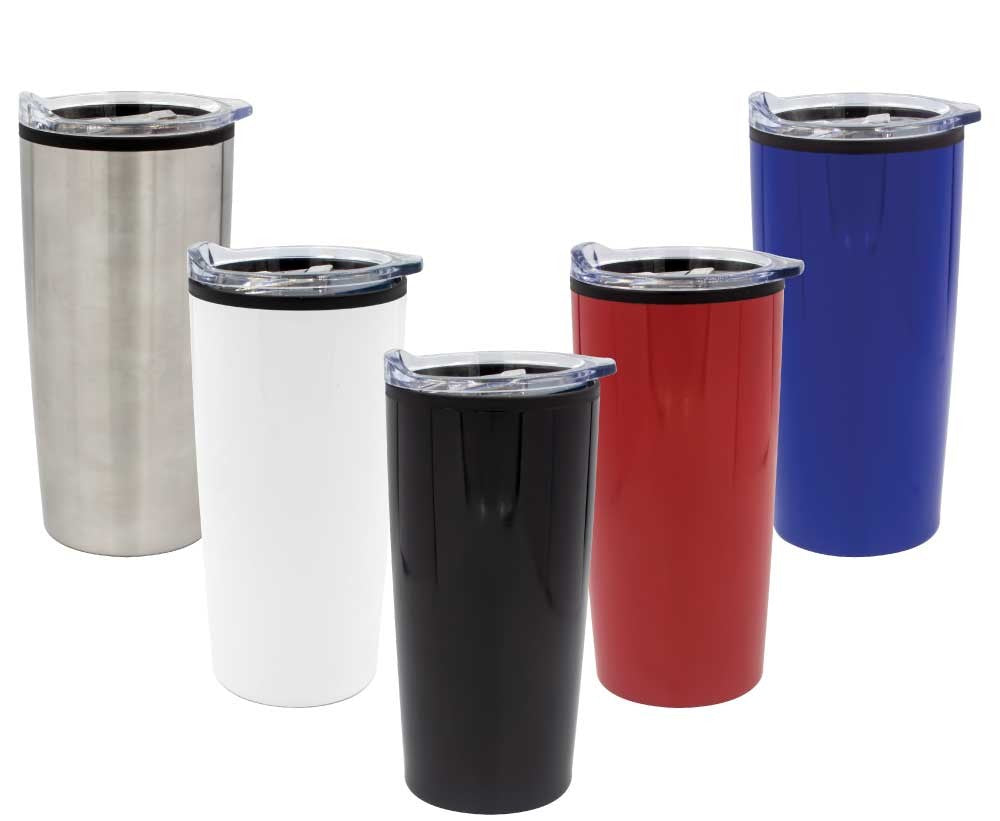 Double-Wall Travel Mugs with Clear Lid ( “Your Brand • Your Print • Your Style.” ) All printing available