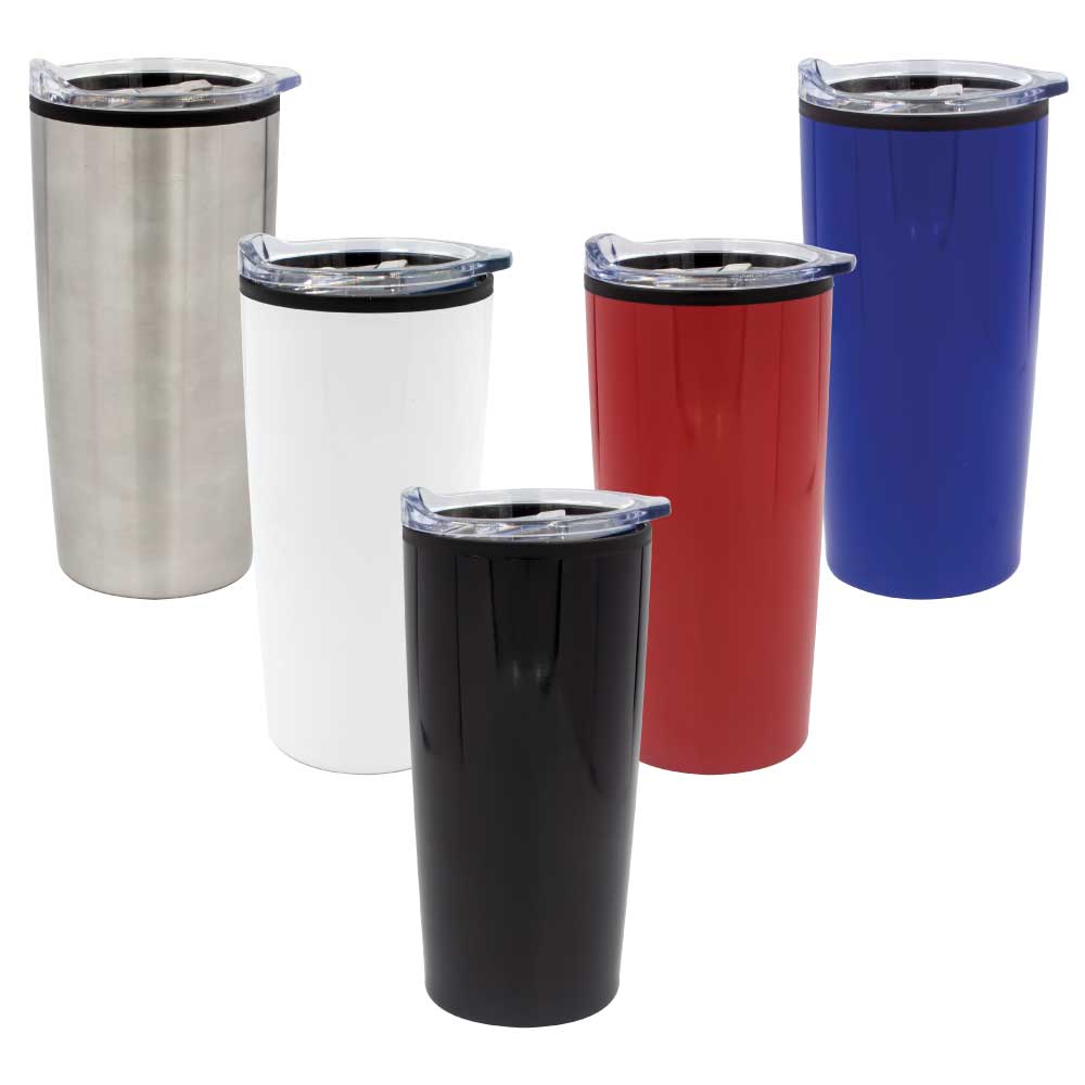 Double-Wall Travel Mugs with Clear Lid ( “Your Brand • Your Print • Your Style.” ) All printing available