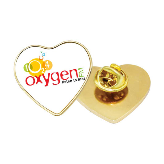Heart Shape Metal Badges ( “Your Brand • Your Print • Your Style.” ) All printing available