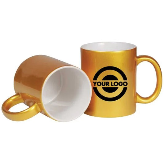Gold Ceramic Mugs ( “Your Brand • Your Print • Your Style.” ) All printing available