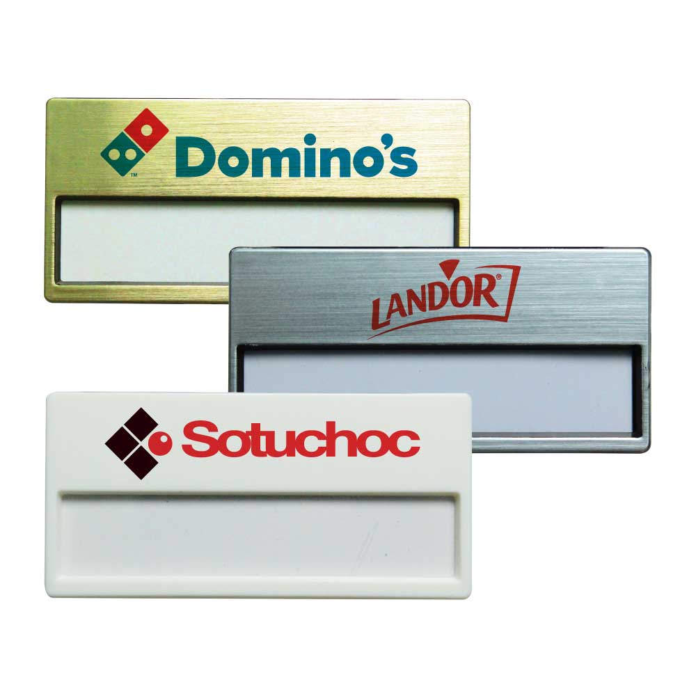 Insert Name Badges ( “Your Brand • Your Print • Your Style.” ) All printing available