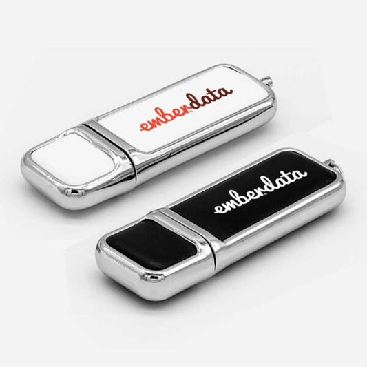 Leather with Chrome Finish USB ( “Your Brand • Your Print • Your Style.” ) All printing available