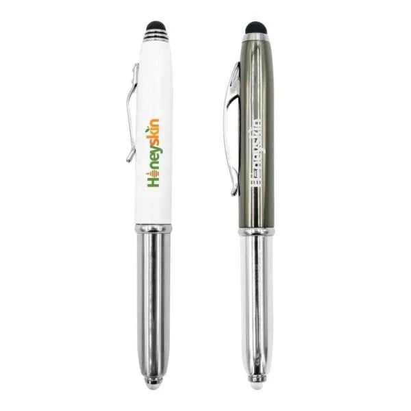 3 in 1 Metal Pens with Stylus and Light ( “Your Brand • Your Print • Your Style.” ) All printing available